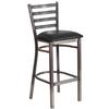 Flash Furniture XU-DG697BLAD-CLR-BAR-BLKV-GG Hercules Silver Ladder Back Barstool with Black Vinyl Seat 
