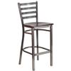 Flash Furniture XU-DG697BLAD-CLR-BAR-WALW-GG Hercules Silver Ladder Back Barstool with Walnut Wood Seat 
