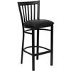Flash Furniture XU-DG6R8BSCH-BAR-BLKV-GG Hercules Metal Schoolhouse Back Barstool with Black Vinyl Seat 