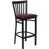 Flash Furniture XU-DG6R8BSCH-BAR-BURV-GG Hercules Schoolhouse Back Barstool with Burgundy Vinyl Seat 