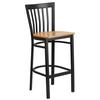 Flash Furniture XU-DG6R8BSCH-BAR-NATW-GG Hercules Schoolhouse Back Barstool with Natural Wood Seat 