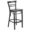 Flash Furniture XU-DG6R9BLAD-BAR-WALW-GG Hercules Ladder Back Metal Barstool with Walnut Wood Seat 