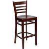 Flash Furniture XU-DGW0005BARLAD-MAH-GG Hercules Barstool with Mahogany Wood Ladder Back & Seat 