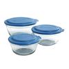 Anchor Hocking 82391L20 Mix & Measure Glass Mixing Bowl Set with Navy Lids - 6 Pieces 