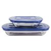 Anchor Hocking 82583L20 Essentials Glass Bakeware Bundle with Navy Lids - 4 Pieces 