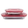 Anchor Hocking 91036L20 Essentials Glass Bakeware Bundle with Cherry Lids - 4 Pieces 