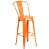 Flash Furniture CH-31320-30GB-OR-GG 30in H Orange Curved Vertical Slat Back Metal Bar Stool 