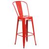 Flash Furniture CH-31320-30GB-RED-GG 30in H Red Curved Vertical Slat Back Metal Bar Stool 