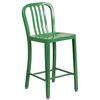 Flash Furniture CH-61200-24-GN-GG 24in H Green Vertical Slat Back Steel Bar Stool 