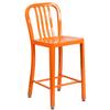 Flash Furniture CH-61200-24-OR-GG 24in H Orange Vertical Slat Back Steel Bar Stool 
