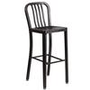 Flash Furniture CH-61200-30-BQ-GG 30in H Black and Gold Vertical Slat Back Metal Bar Stool 
