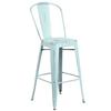 Flash Furniture ET-3534-30-DB-GG 30"H Distressed Dream Blue Curved Slat Back Metal Barstool 