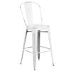 Flash Furniture ET-3534-30-WH-GG 30"H Distressed White Curved Slat Back Metal Barstool 