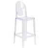 Flash Furniture OW-GHOSTBACK-24-GG Ghost 24"H Oval Back Transparent Crystal Counter Stool 