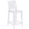 Flash Furniture OW-SQUAREBACK-24-GG Ghost 24"H Square Back Transparent Crystal Counter Stool 