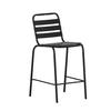 Flash Furniture TLH-015H-BK-GG Lila 30"H Black Aluminum Ladder Back Patio Stacking Barstool 