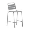 Flash Furniture TLH-015H-GG Lila Silver Aluminum Ladder Back Patio Stacking Barstool 