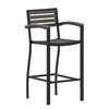 Flash Furniture XU-DG-HW6036B-ARM-GY-GG Lark Black Aluminum Gray Faux Wood Slat Back & Seat Barstool 