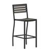 Flash Furniture XU-DG-HW6036B-GY-GG Lark Black Aluminum Gray Faux Wood Slat Back & Seat Barstool 