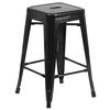 Flash Furniture CH-31320-24-BK-GG 24"H Backless Black Metal Counter Height Barstool 