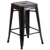 Flash Furniture CH-31320-24-BQ-GG 24"H Backless Back & Gold Metal Counter Height Barstool 