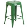 Flash Furniture CH-31320-24-GN-GG 24"H Backless Green Metal Counter Height Barstool 