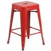 Flash Furniture CH-31320-24-RED-GG 24"H Backless Red Metal Counter Height Barstool 