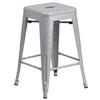 Flash Furniture CH-31320-24-SIL-GG 24"H Backless Silver Metal Counter Height Barstool 