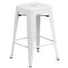 Flash Furniture CH-31320-24-WH-GG 24"H Backless White Metal Counter Height Barstool 