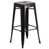 Flash Furniture CH-31320-30-BQ-GG 30"H Backless Black-Antique Gold Metal Barstool 