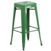 Flash Furniture CH-31320-30-GN-GG 30"H Backless Green Metal Barstool 