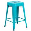 Flash Furniture ET-BT3503-24-CB-GG 24"H Crystal Blue Stackable Backless Metal Barstool 