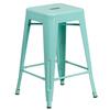 Flash Furniture ET-BT3503-24-MINT-GG 24"H Mint Stackable Backless Metal Barstool 