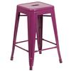 Flash Furniture ET-BT3503-24-PUR-GG 24"H Purple Stackable Backless Metal Barstool 