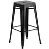 Flash Furniture ET-BT3503-30-BK-GG 30"H Black Stackable Backless Metal Barstool 