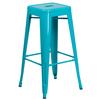 Flash Furniture ET-BT3503-30-CB-GG 30"H Crystal Blue Stackable Backless Metal Barstool 