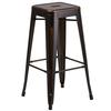 Flash Furniture ET-BT3503-30-COP-GG 30"H Distressed Copper Stackable Backless Metal Barstool 