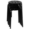 Flash Furniture LE-S1-BLACK-GG 17.5"H Black Metal Stacking Stool with Plastic Seat - Set of 5 