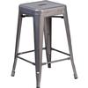 Flash Furniture XU-DG-TP0004-24-GG 24"H Silver Stackable Backless Metal Barstool 
