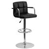 Flash Furniture CH-102029-BK-GG Contemporary Black Quilted Vinyl Swivel Bar Stool with Arms 