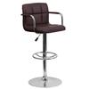 Flash Furniture CH-102029-BRN-GG Contemporary Brown Quilted Vinyl Swivel Bar Stool with Arms 