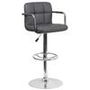 Flash Furniture CH-102029-GY-GG Contemporary Gray Quilted Vinyl Swivel Bar Stool with Arms 