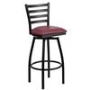 Flash Furniture XU-6F8B-LADSWVL-BURV-GG Hercules Black Metal Ladder Back Swivel Barstool 