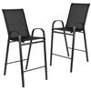 Flash Furniture 2-JJ-092H-GG Brazos 22in x 26in Black Patio Barstool - 2 Each 
