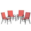 Flash Furniture 4-JJ-303C-RD-GG Brazos 21.25in x 29in Red Stacking Patio Chair - 4 Each 