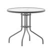 Flash Furniture TLH-070-2-SV-GG 31.5in Dia. x 28"H Silver Metal Base Patio Table with Glass Top 