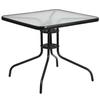 Flash Furniture TLH-073A-2-GG Barker 31.5in x 31.5in Patio Table with 5mm Tempered Glass Top 