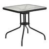 Flash Furniture TLH-073R-BK-GG Barker 28in x 28in Black Metal Base Patio Table with Glass Top 