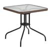 Flash Furniture TLH-073R-DK-BN-GG Barker 28in x 28in Dark Brown Metal Base Patio Table 