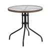Flash Furniture TLH-087-DK-BN-GG 28in Dia. x 28"H Black Metal Base Patio Table with Glass Top 
